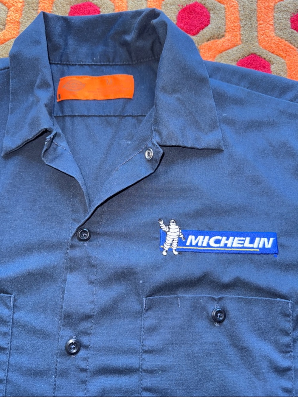MAKE OFFER! Dickies Michelin Navy Blue Short-Sleeve Button-Down Work Shirt